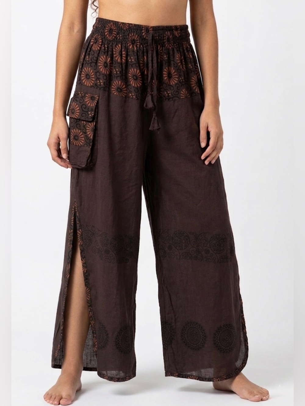 Himalaya Nepal 100% Cotton Boho Wide-Leg Pants L/Xl